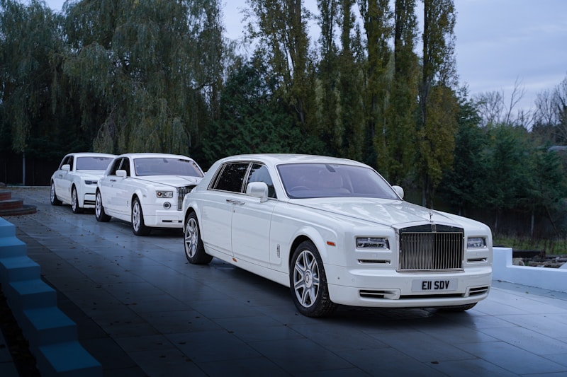 Roh řady bílých Rolls Royce