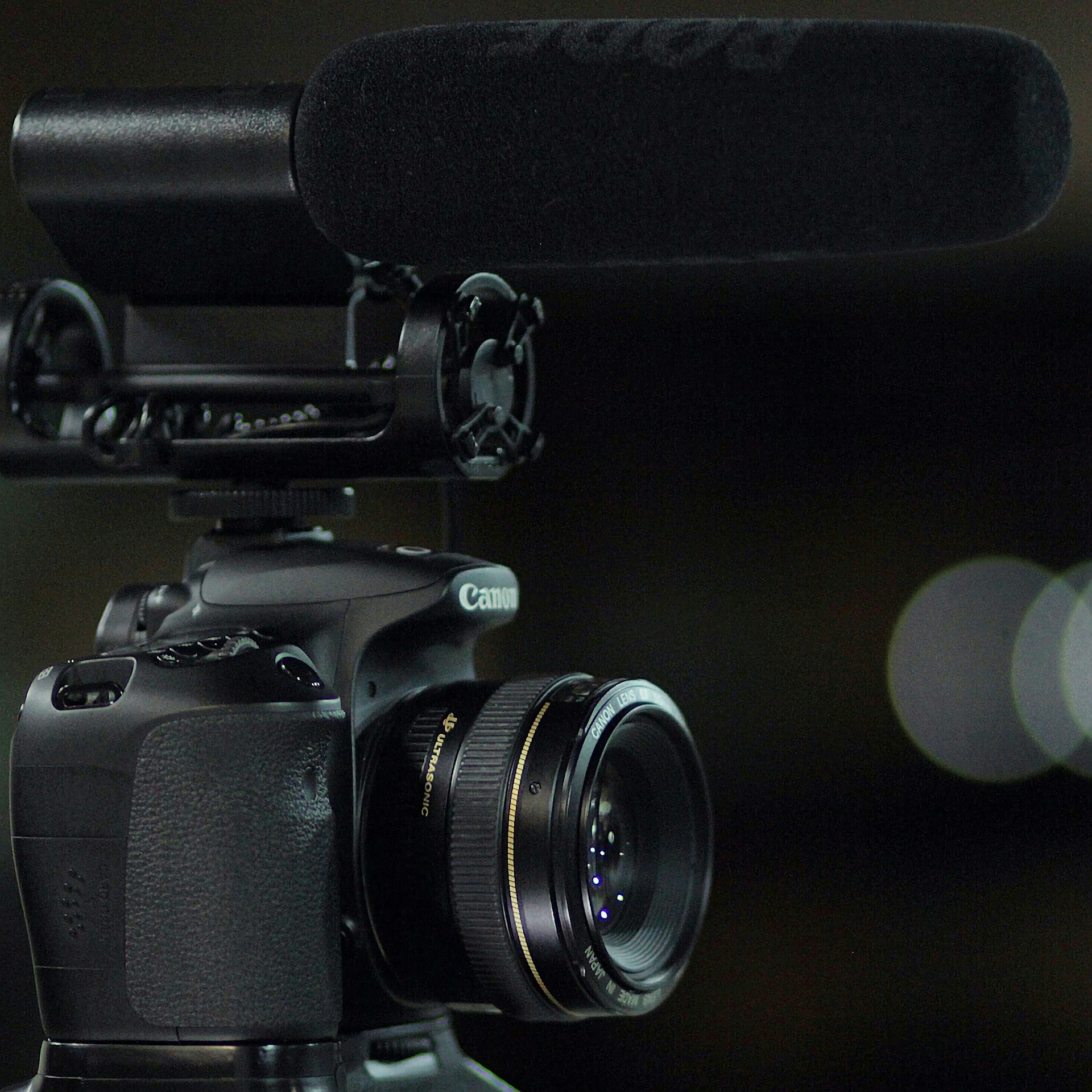 A camera with a microphone attached to it