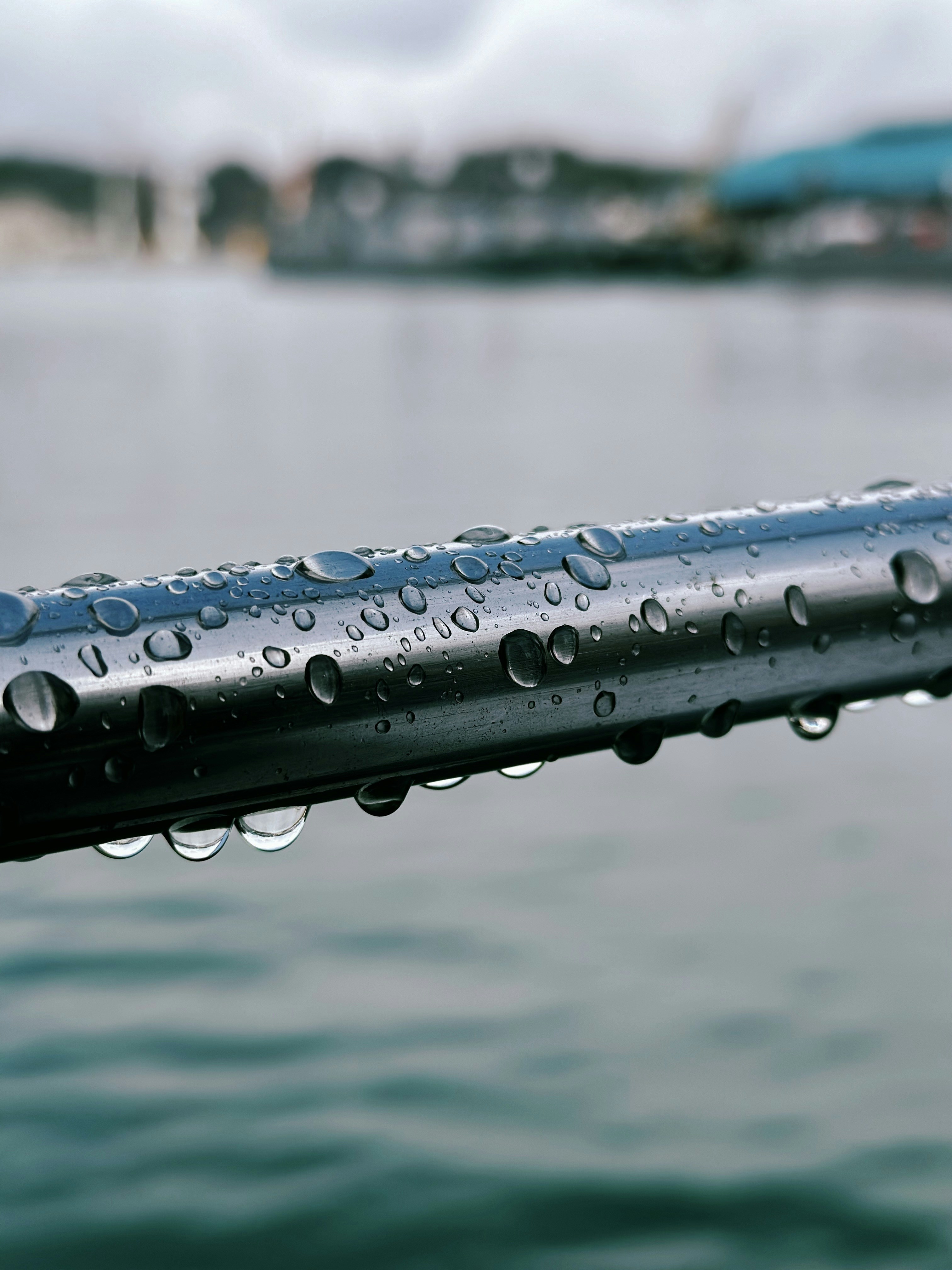 A close up of a water droplet on a boat