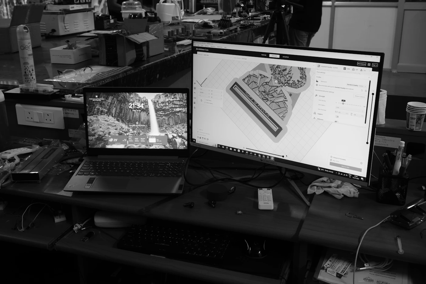 Design workstation with two monitors