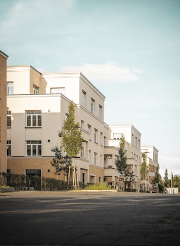 A row of apartment buildings sitting next to each other