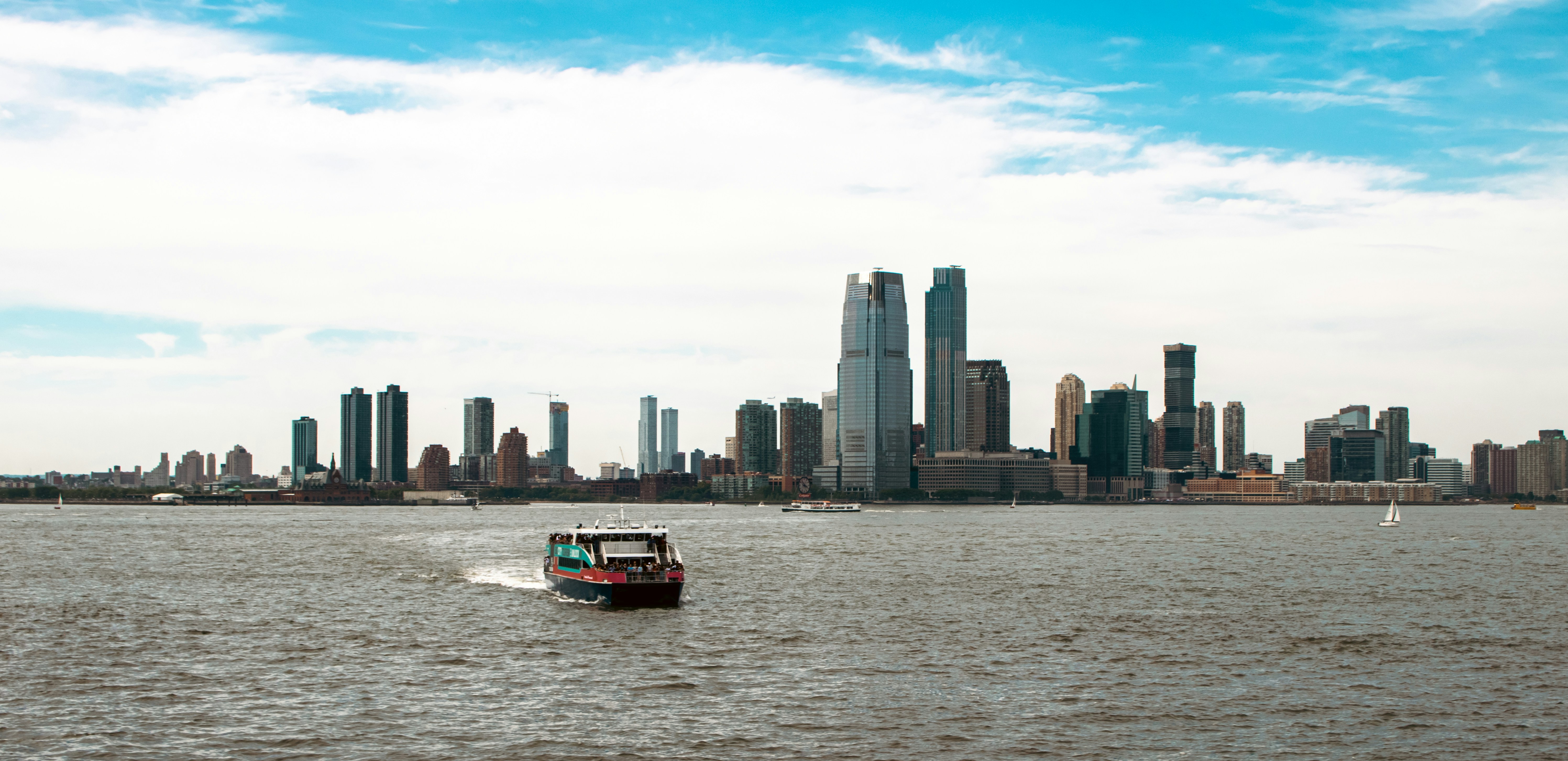 The skyline of Jersey City, New Jersey, United States of America on a summer afternoon.
