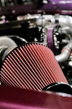 A close up of a car's air filter