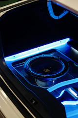 A car with a blue light inside of it