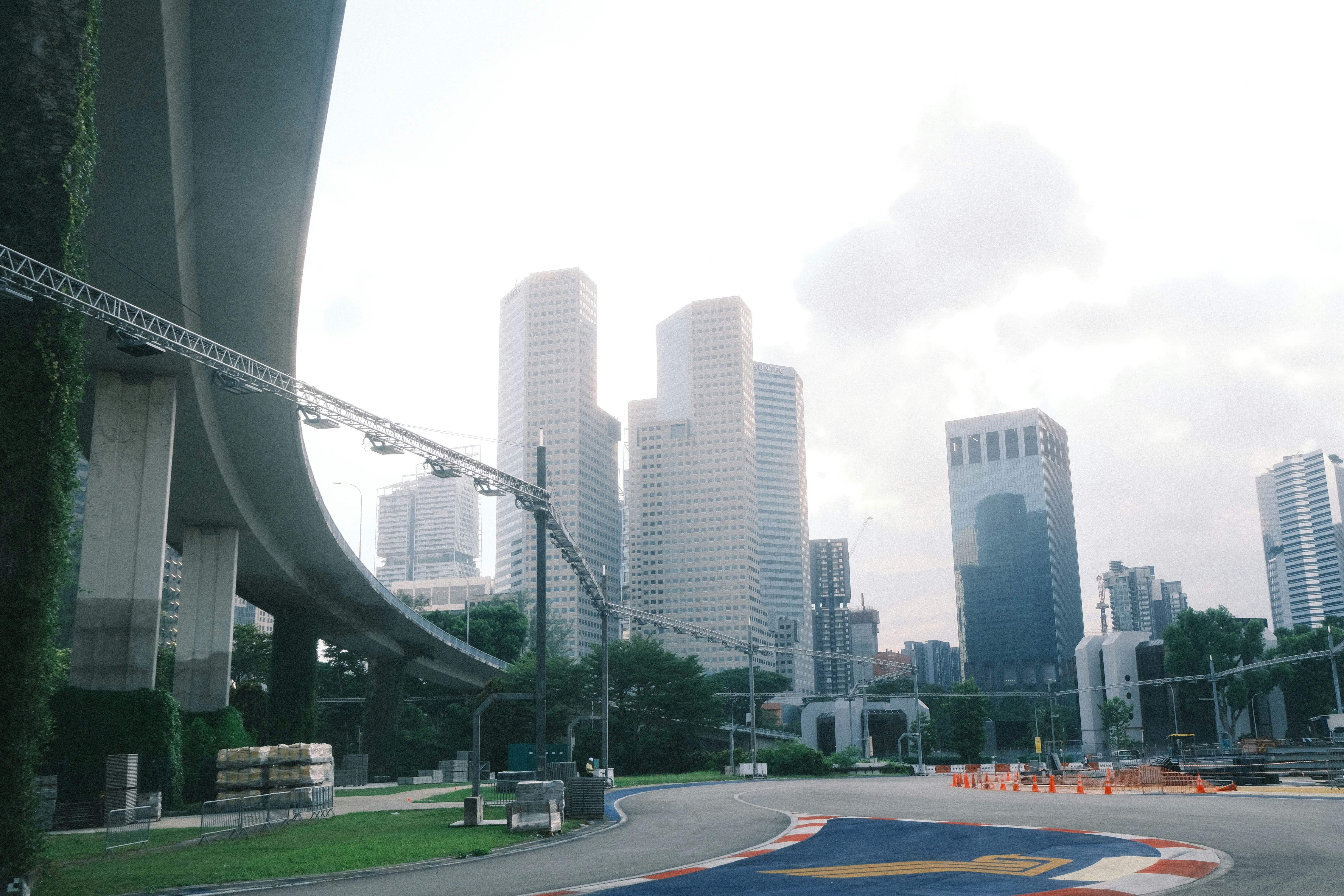 A view of a city from a park