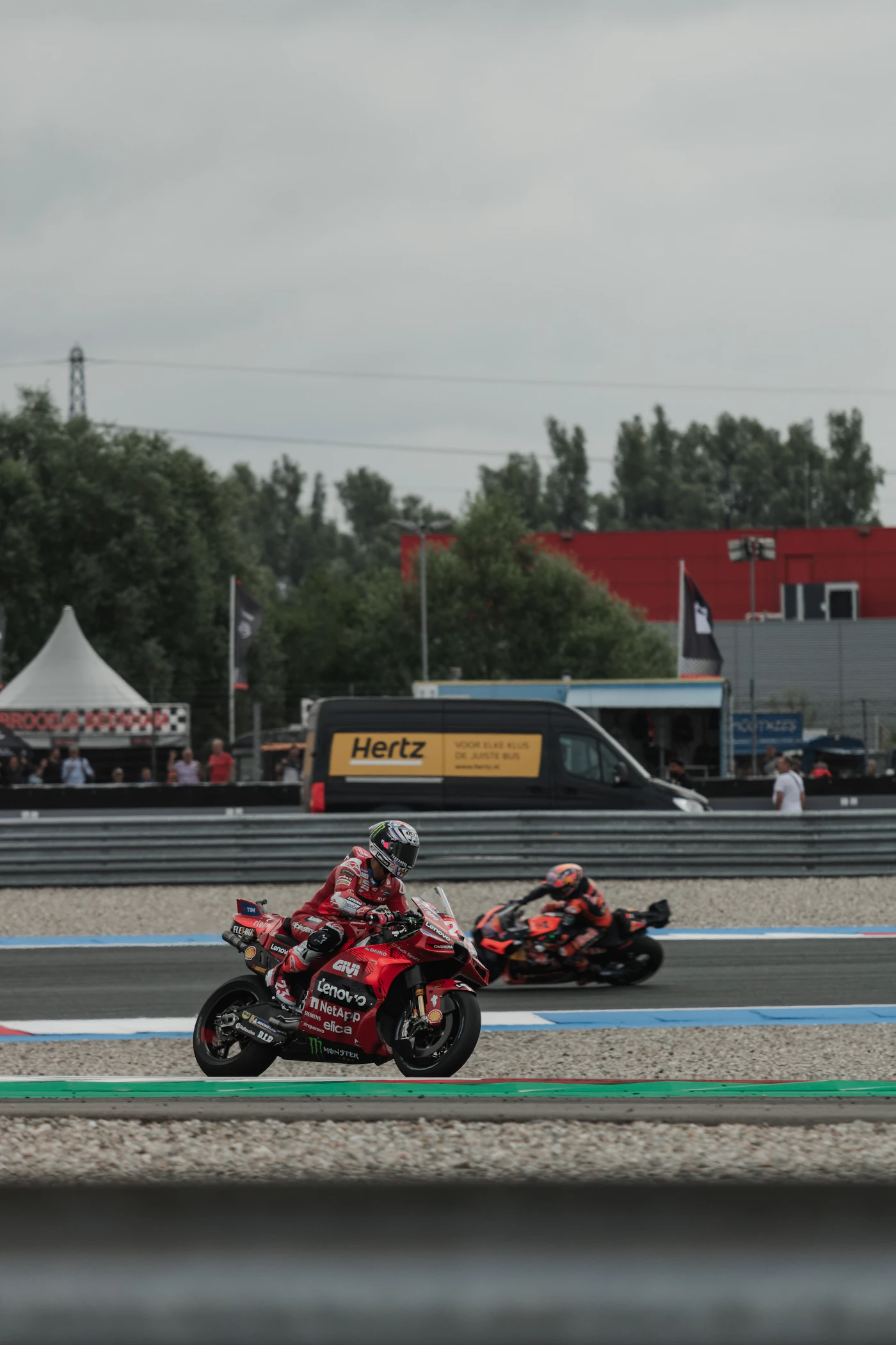 MotoGP riders on race track