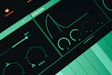 A close up of an electronic device with sound waves
