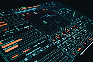 A close up of a control panel in a dark room