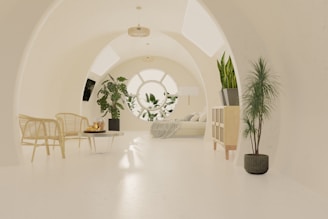 A room with a white ceiling and white walls