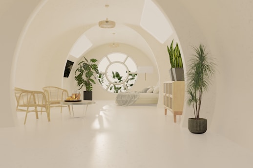 A room with a white ceiling and white walls