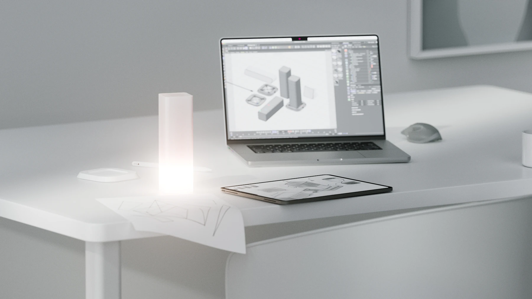 Minimal technology workspace without people