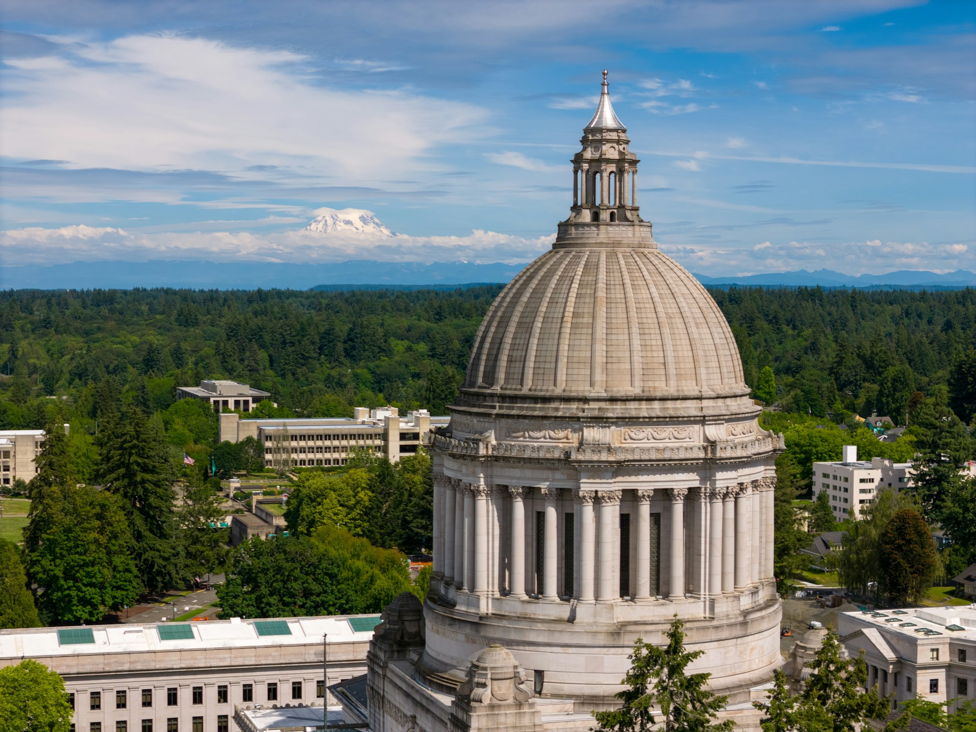 The dome of a building with trees in the background