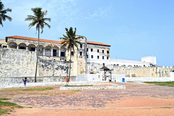Cape Coast Castle historic slave fort entrance, Ghana