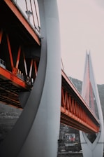 A large bridge with a train going over it