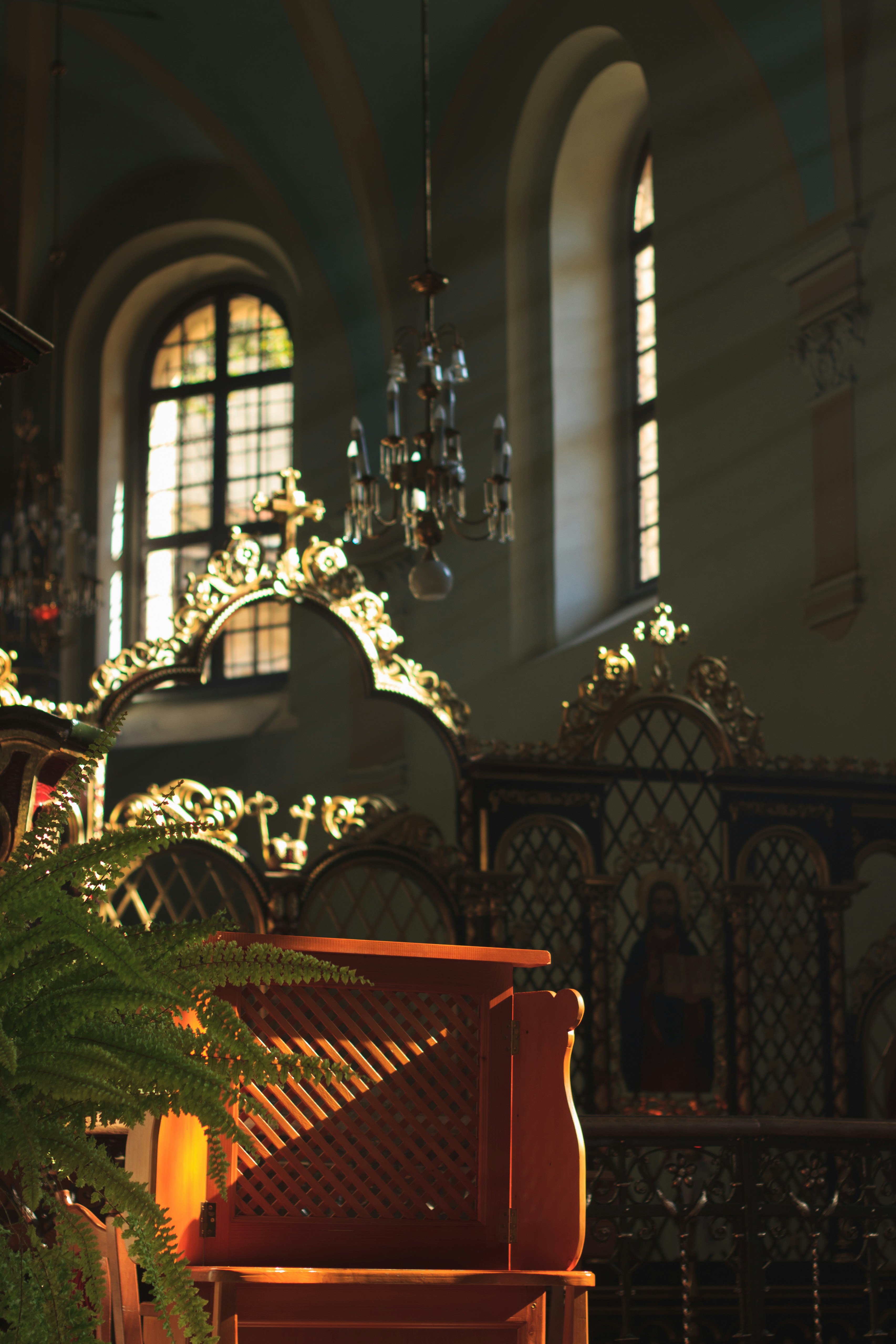 A church with a piano in the middle of it