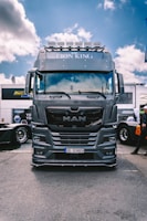 A large truck parked in a parking lot