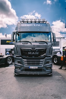 A large truck parked in a parking lot
