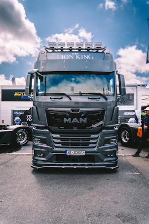 A large truck parked in a parking lot