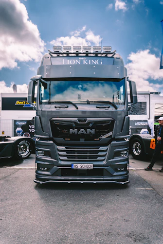 A large truck parked in a parking lot