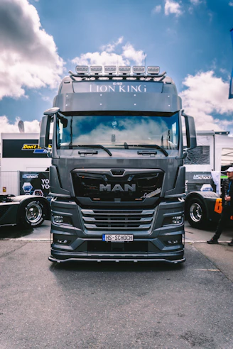 A large truck parked in a parking lot