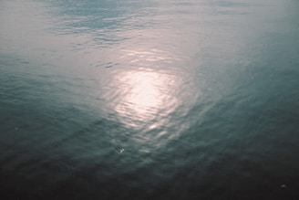A large body of water sitting under a cloudy sky