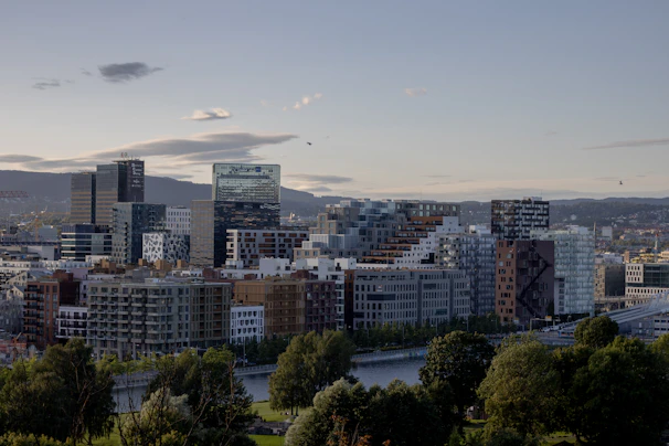 A view of a city from a hill