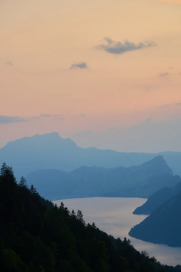 View of the lake and mountains nearby