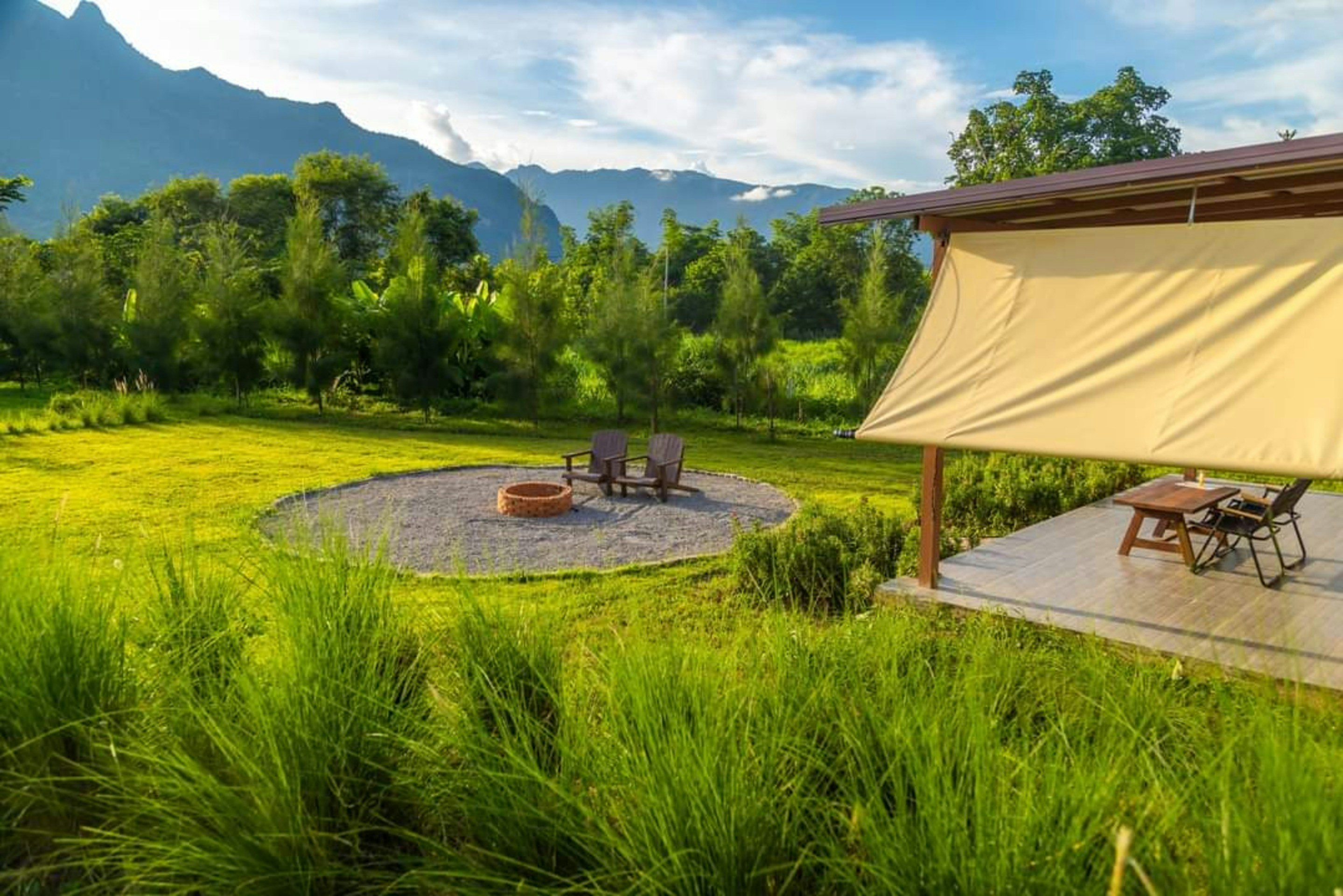 Luxury glamping onsen relaxation