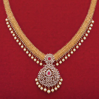 Pearl Station Necklace – gold plated necklace