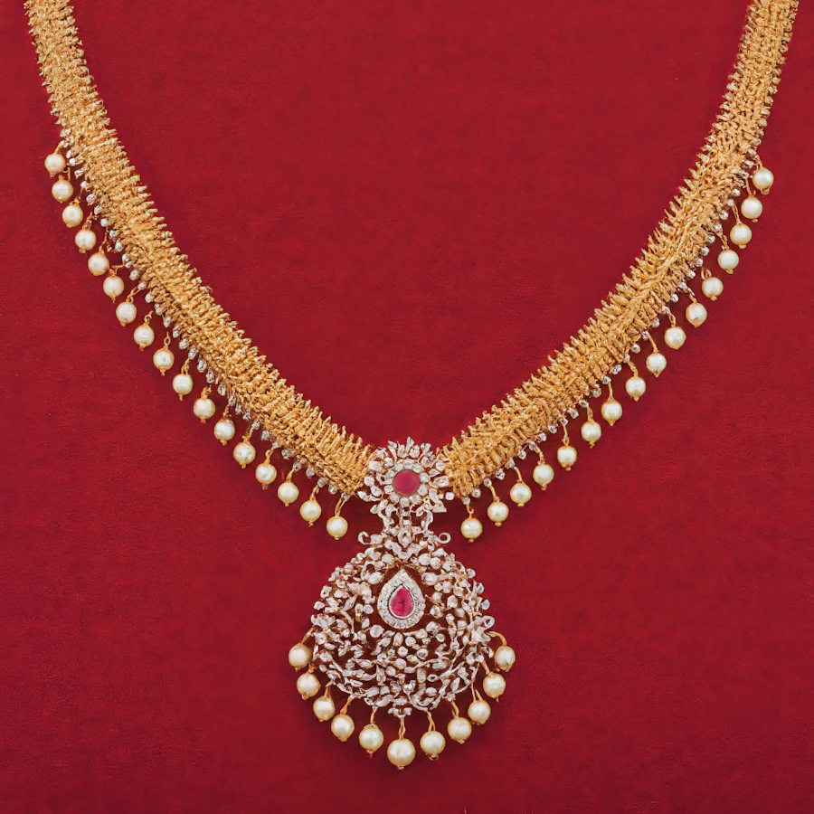 Pearl Station Necklace – gold plated necklace