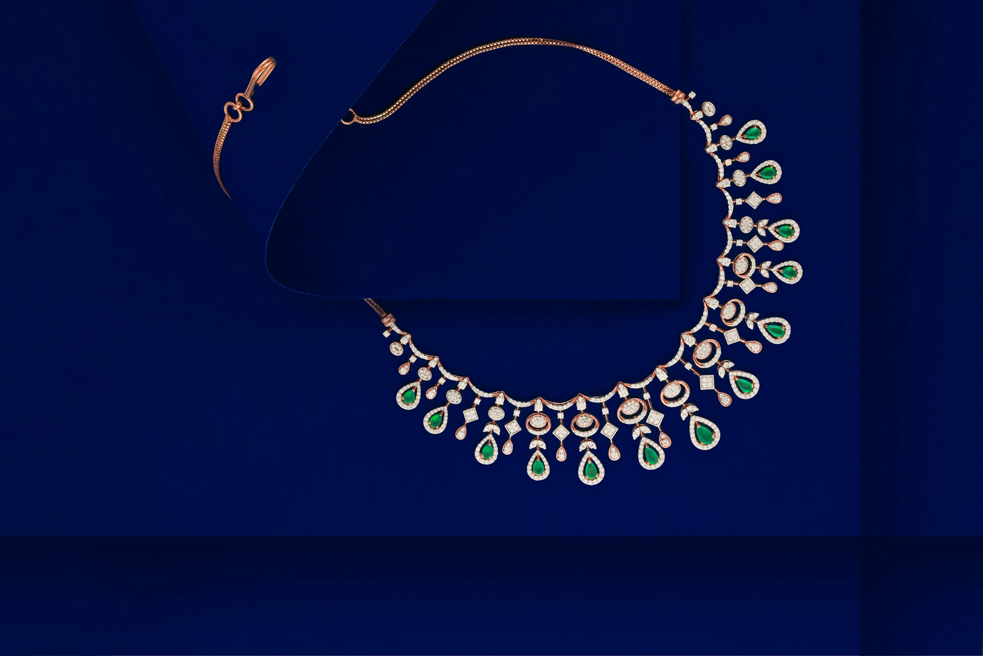 A diamond necklace and a pair of earrings