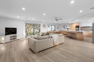A living room filled with furniture and a flat screen TV
