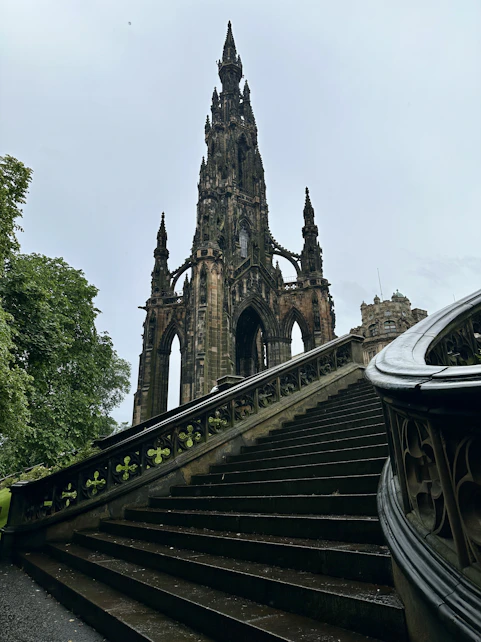A very tall building with a very steep staircase