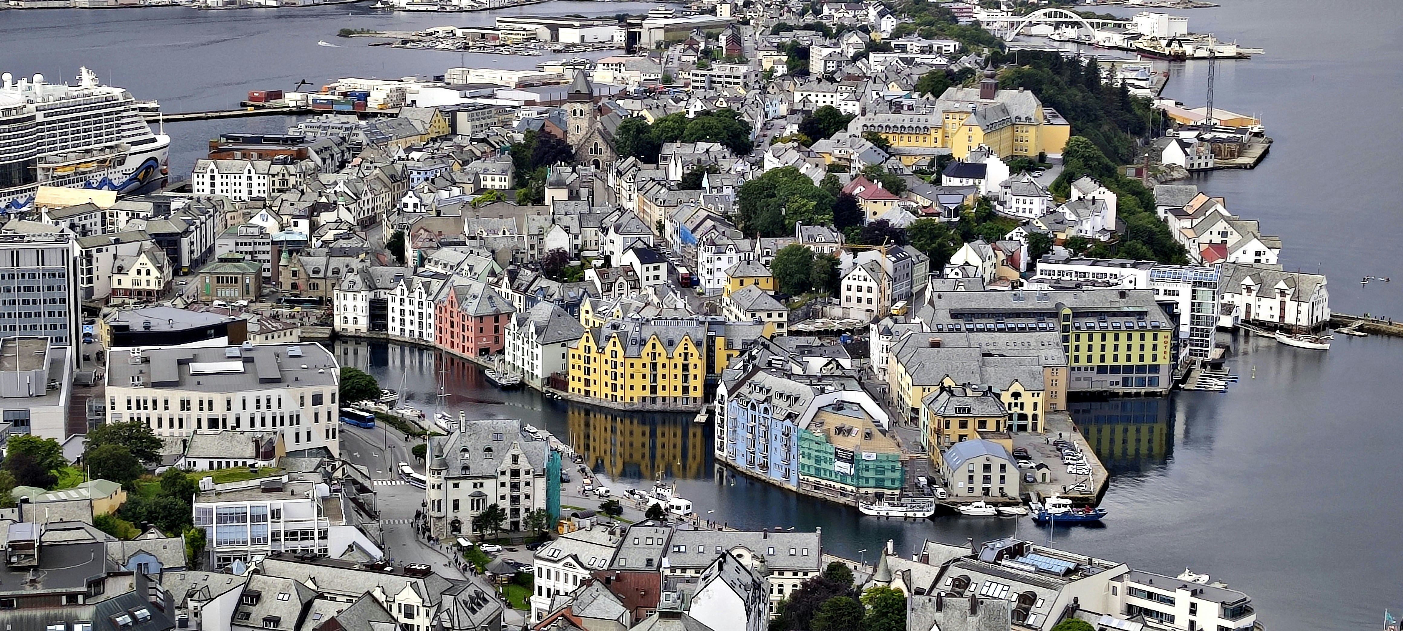 An aerial view of a city with lots of buildings