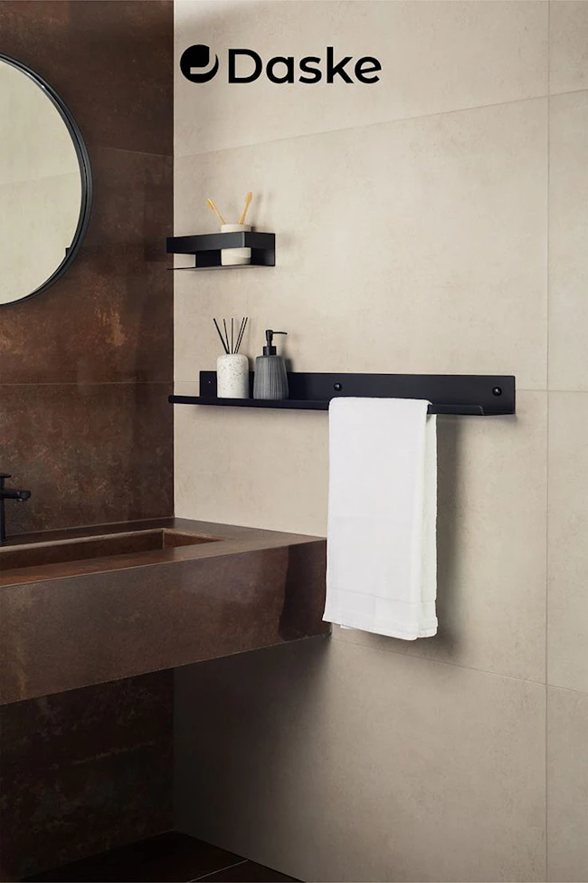 Bathroom shelves and towel storage