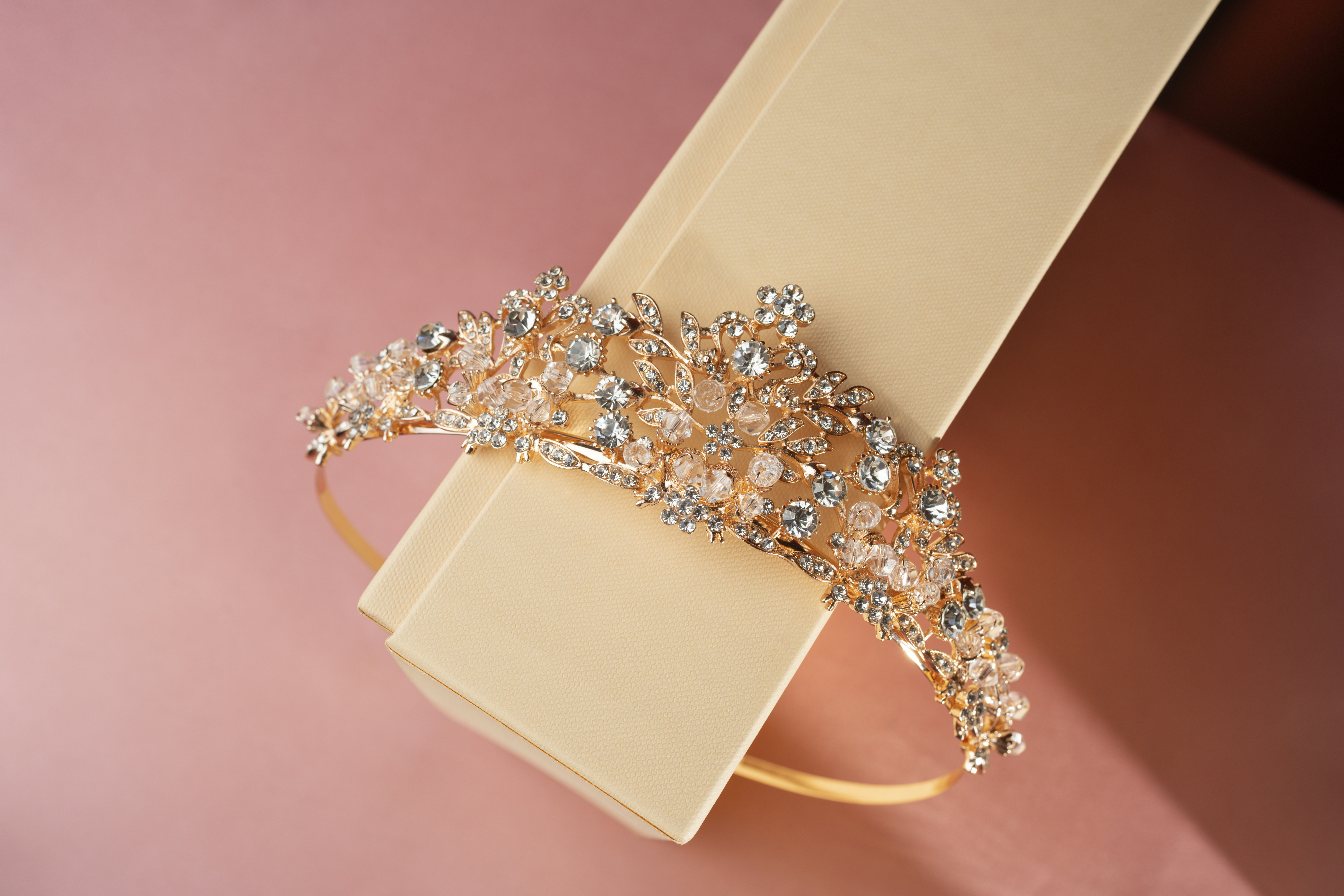 A close up of a ring on a box