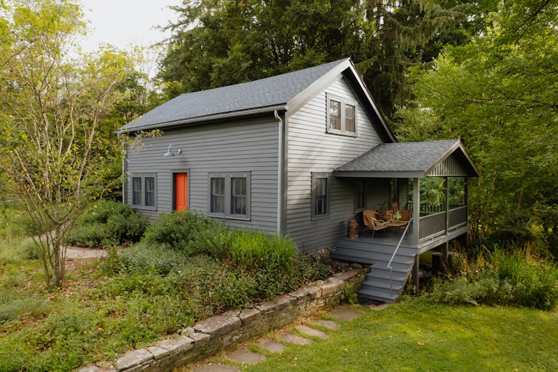 Home with clean gray steel siding