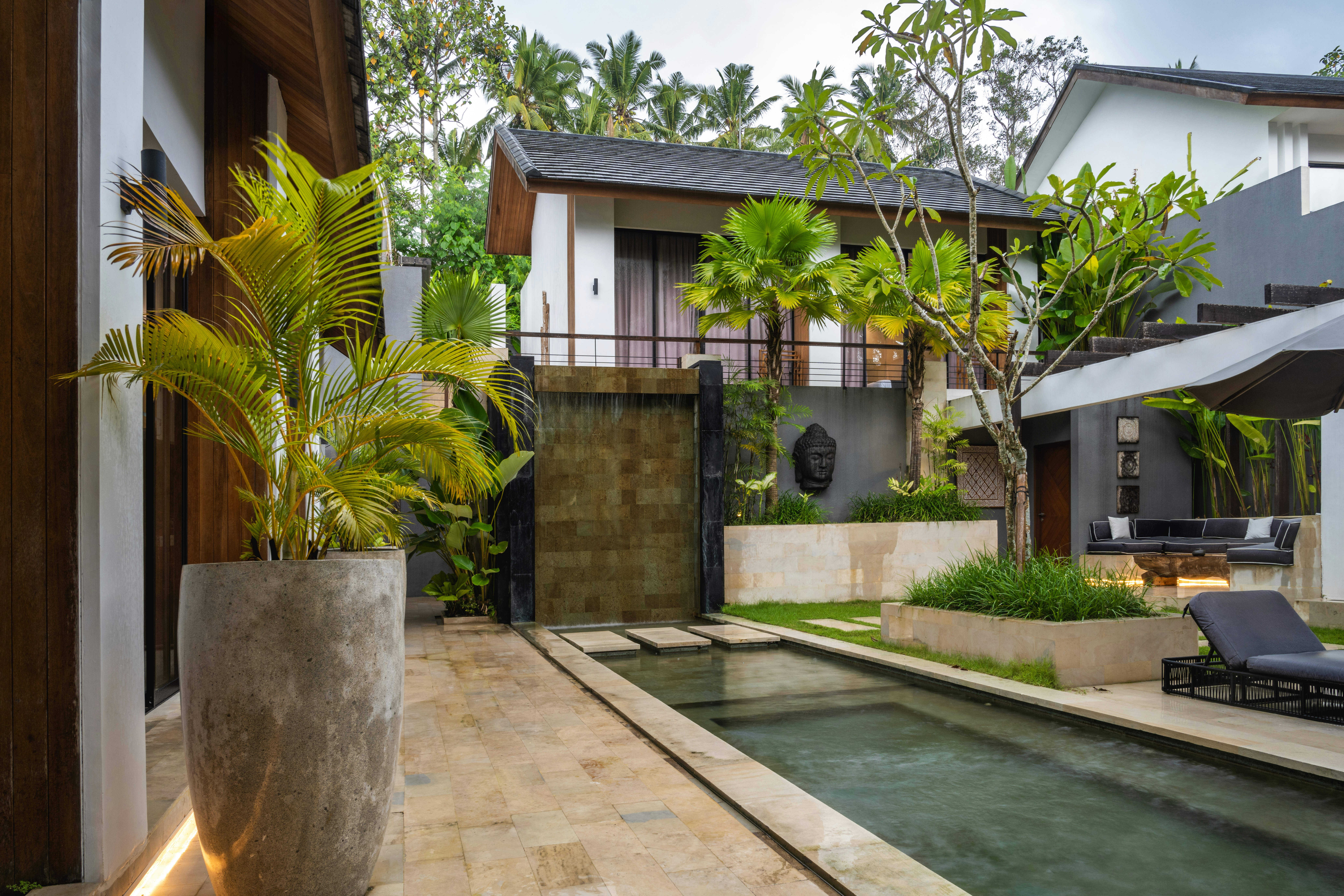 A modern Balinese guesthouse or 'kost' room.
