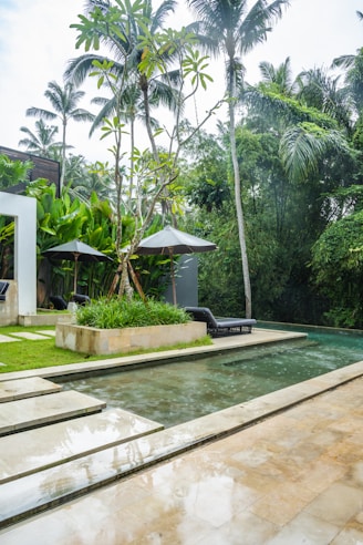 A house with a pool in the middle of it