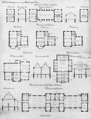 A drawing of a plan of a building