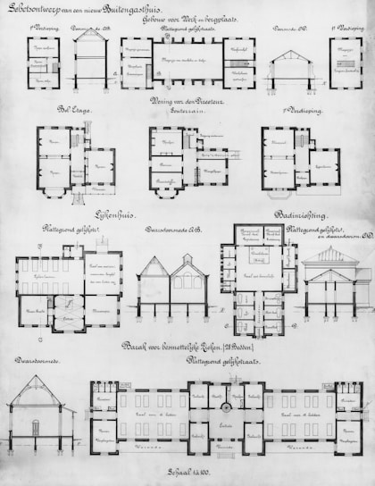 A drawing of a plan of a building