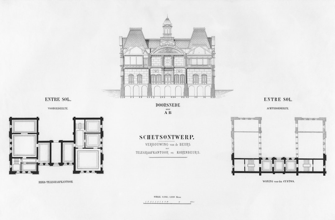, Titel: Verbouwen van de beurs met telegraafkantoor en korenbeurs. Beschrijving: doorsnede/plattegronden