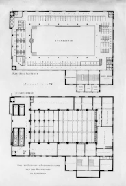 A plan of a building with a swimming pool