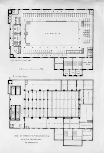 A plan of a building with a swimming pool