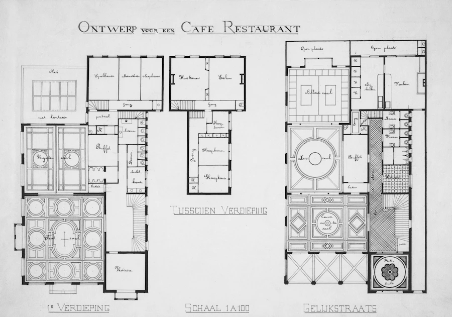 Architectural blueprint for a cafe restaurant