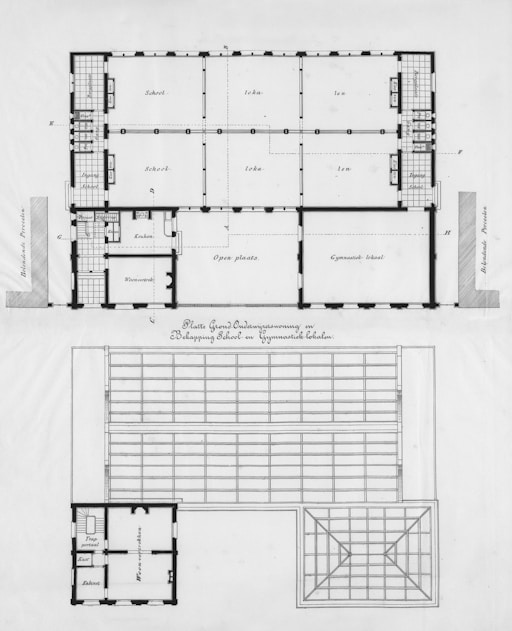 A plan of a building with two floors and a second floor