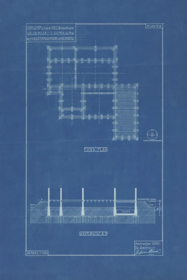 Architectural blueprint of a building plan
