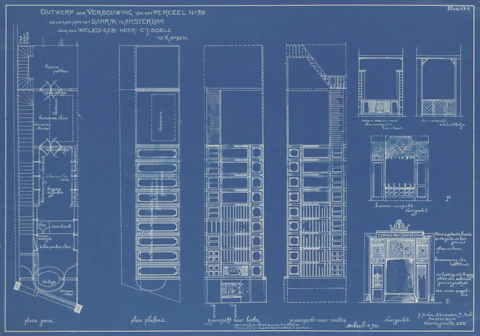 Electrical circuit layout blueprint used for planning and estimation