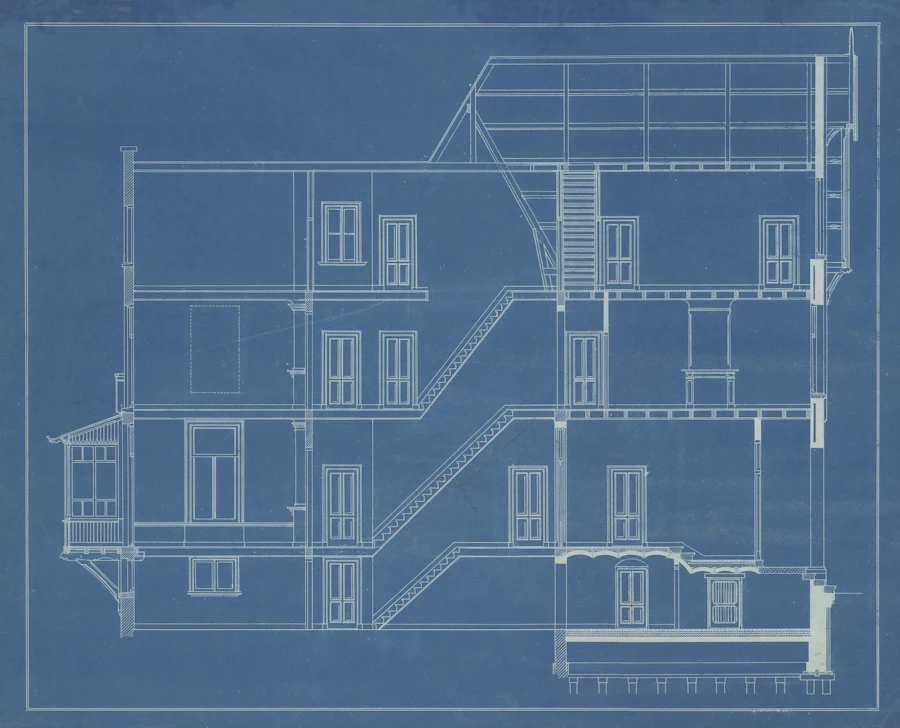 Multi-storey institutional building blueprint