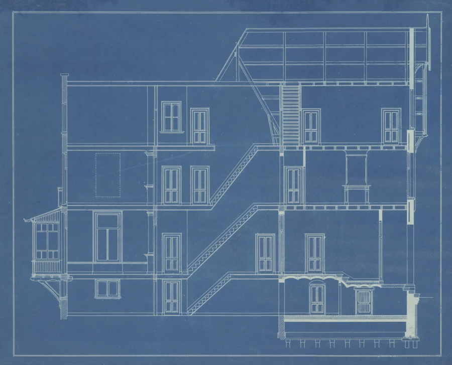 Plano arquitectónico de un edificio de varios pisos